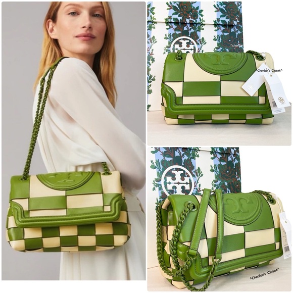 Tory Burch Handbags - 🍀NeW! Tory Burch Fleming large Soft Woven Leather Convertible Shoulder Bag